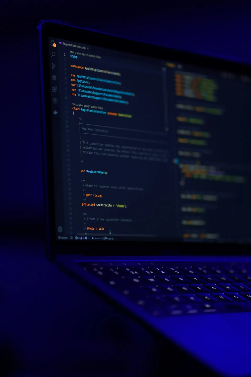 Code open on a developer's laptop: Claude Code runs in the terminal on the developer's own machine, reading and editing files like these