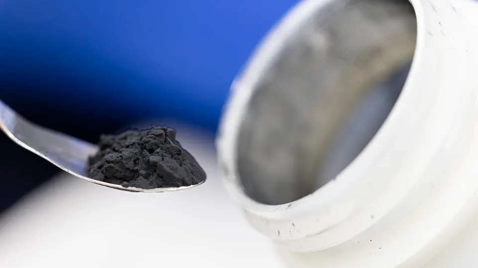 Cathode material recovered from used batteries in an Oak Ridge lab: Ascend's process likewise turns shredded cells into powder for new cathodes