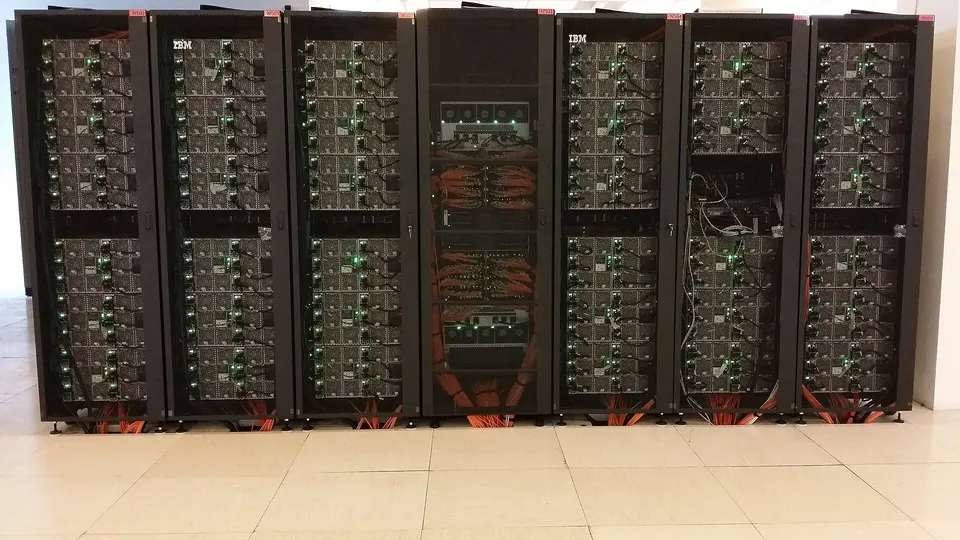 Racks of the Galileo supercomputer in Italy: models like MIRA run on computers like these, generating and checking candidate crystal structures