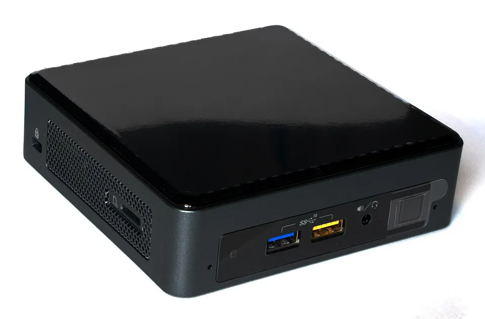 An Intel NUC mini PC, the kind of small home computer many solo stakers use to run an Ethereum node and validator