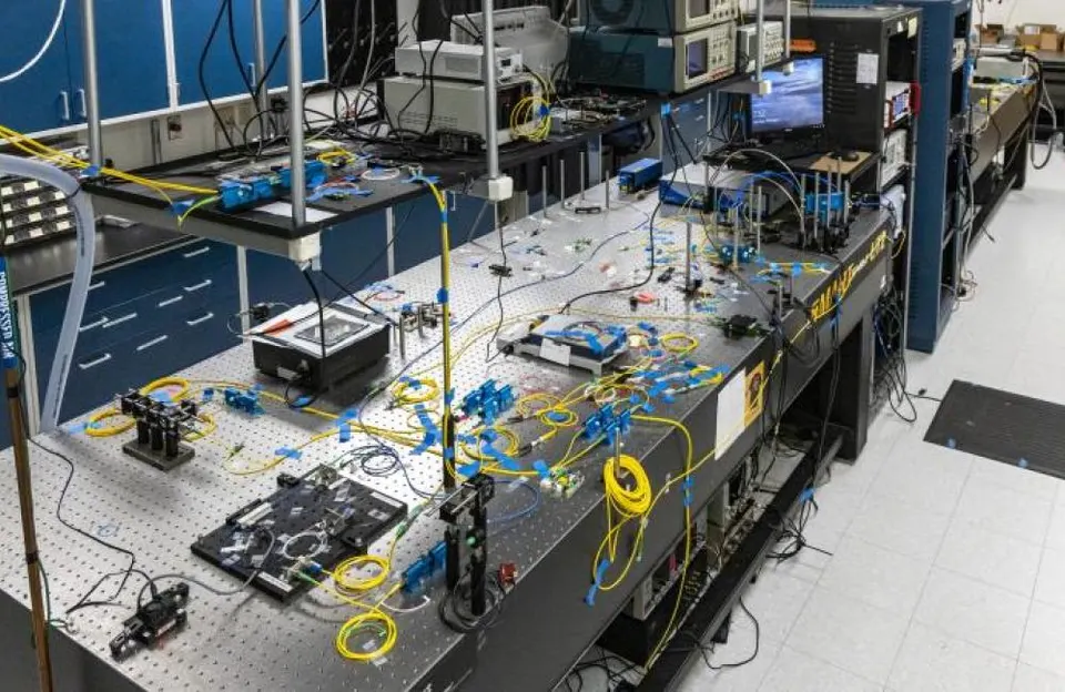 The first node of Oak Ridge's quantum network, not IonQ's: a photon source and fibre optics that carry entangled single photons between sites
