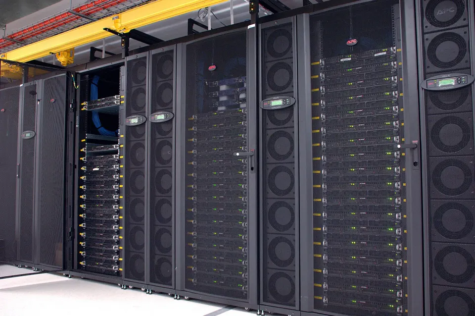 Racks of a GPU cluster (CSIRO, Australia): Mistral trains its models on NVIDIA GPU clusters of this kind