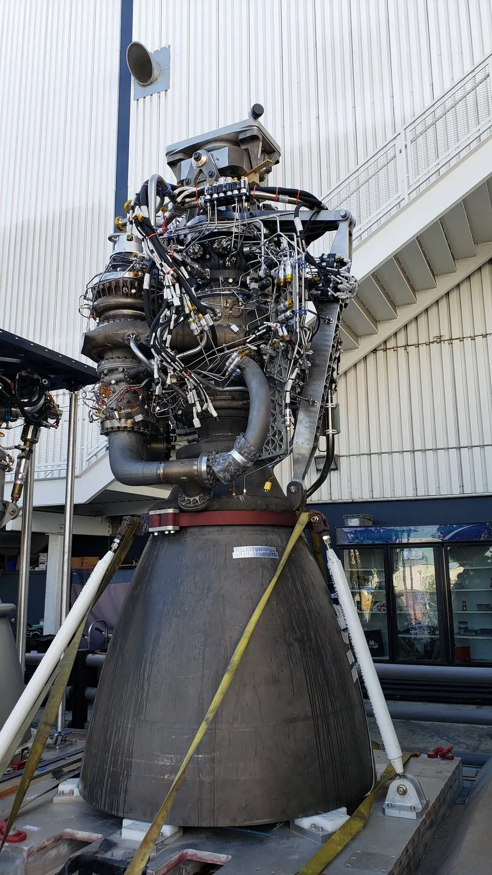 A sea-level Raptor, the methane engine that powers Starship, 33 of them under the booster