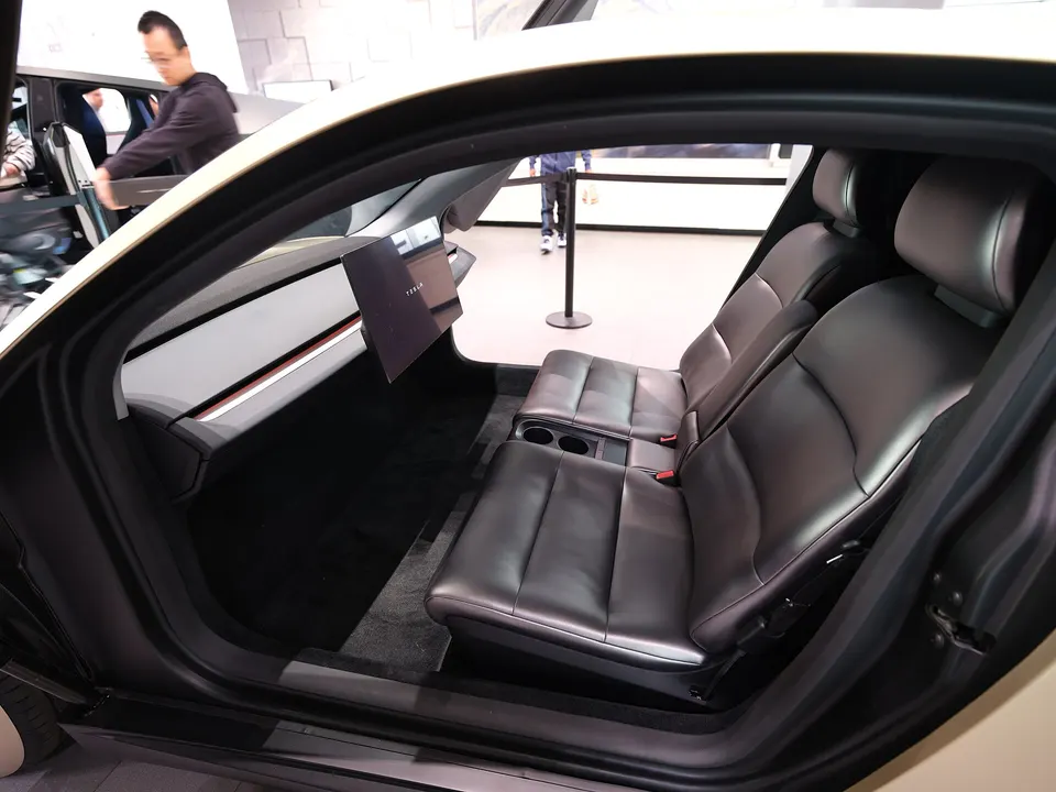 Inside Cybercab: two seats and a screen, with no steering wheel and no pedals